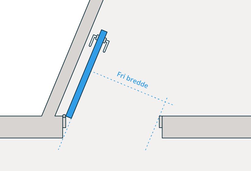 12-13 figur 1c: Slik måler du fri bredde i dør mot skrå
