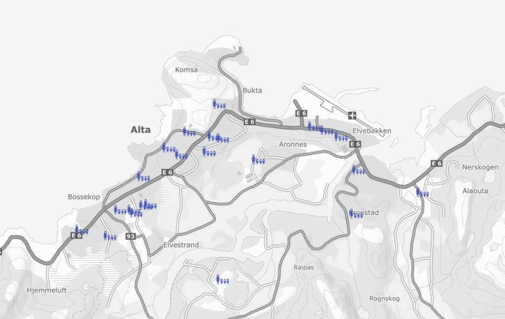 Alta sentrum barnehager Alta Siida Komsatoppen barnehage Sentrum barnehage IMI barnehage (3 enheter) Midtbakken barnehage Nyland studentbarnehage Holten barnehage Tornerose barnehage Bossekop