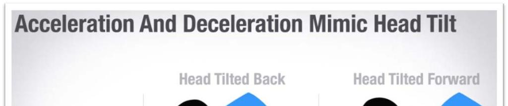 er at de små «følehårene» vi har i øret opplever akselerasjon og deselerasjon på samme måte som om vi hadde beveget hodet forover eller bakover.