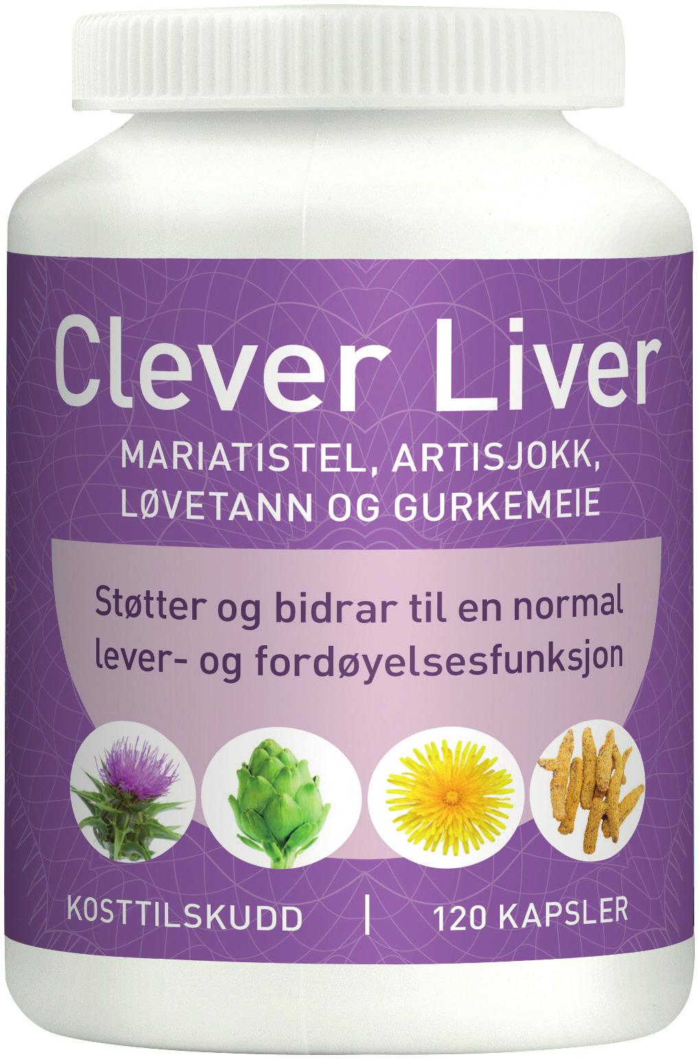 Aries CLEVER LIVER MARIATISTEL, ARTISJOKK, LØVETANN OG GURKEMEIE Støtter og bidrar til en normal leverog fordøyelsesfunksjon Aries Aries Clever Liver et kosttilskudd med