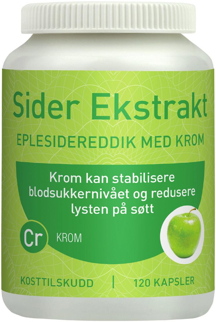 Aries Sider Ekstrakt EPLESIDEREDDIK MED KROM Kan stabiliserer blodsukkernivået og reduserer lysten på søtt Aries Sider Ekstrakt inneholder kapsler med konsentrat av eplesidereddik.