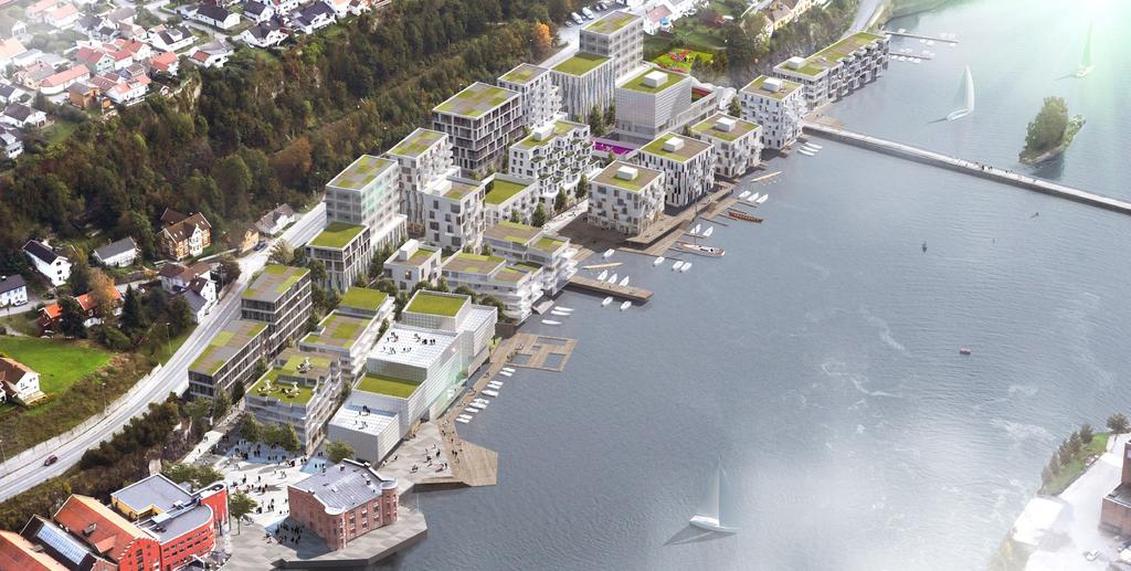 Skien fylkeshovedstad og mulighetenes by 09 B Skien Brygge illustrasjon: A-lab Beskrivelse av området I by etter by har vi sett den vitaliserende effekten det har vært å utnytte tilgangen til