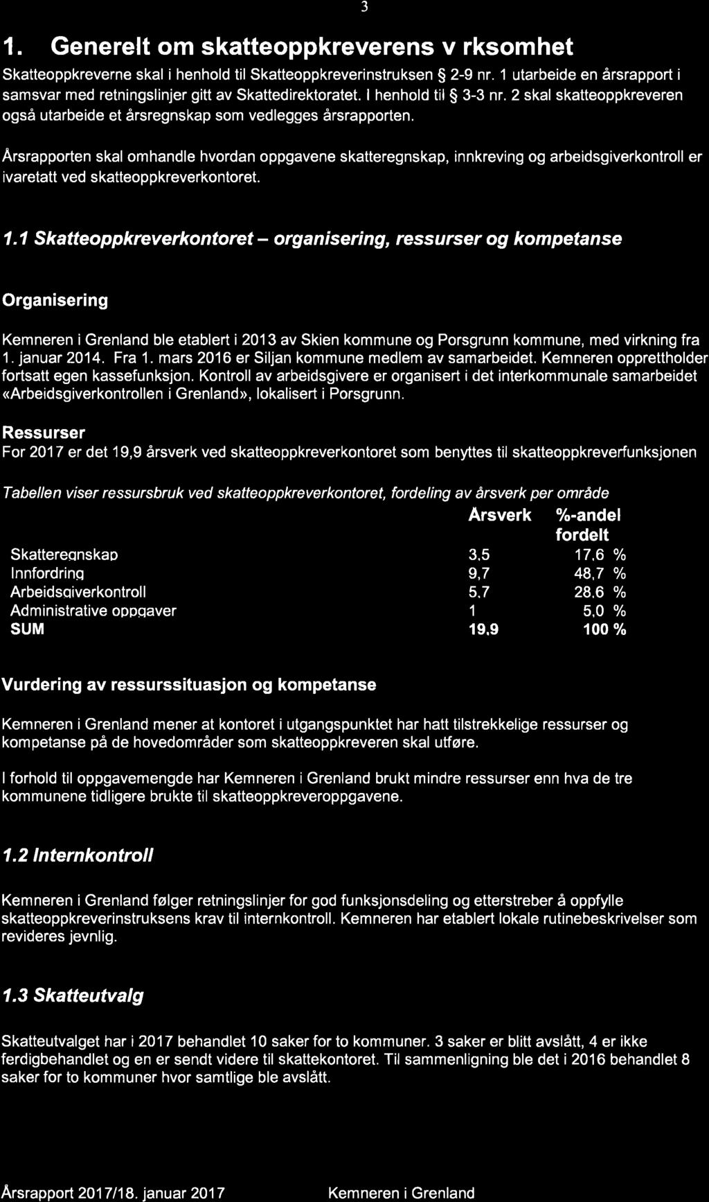 nde skatteoppkreverfunksjonen 2017 - Porsgrunn kommune - 18/03515-2 Årsrapport med årsregnskap og kontrollrapport