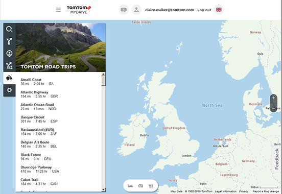 Road Trips-samling sende en rute til enheten din Med TomTom Road Trips-samlingen kan du oppdage noen av verdens mest utrolige ruter fra legendariske kystruter som langs Great Ocean Road, til