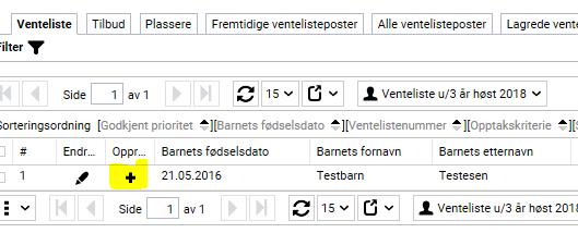 12. Opprette tilbud Hent frem ventelisten: Riktig venteliste henter du frem via denne knappen Under «Global» ligger ventelister sortert i hht Bergen kommunes opptaksordning.