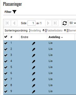 23. Hente ut liste over plasserte barn med e-post og telefon Register Plasserte barn Avdeling/alder.