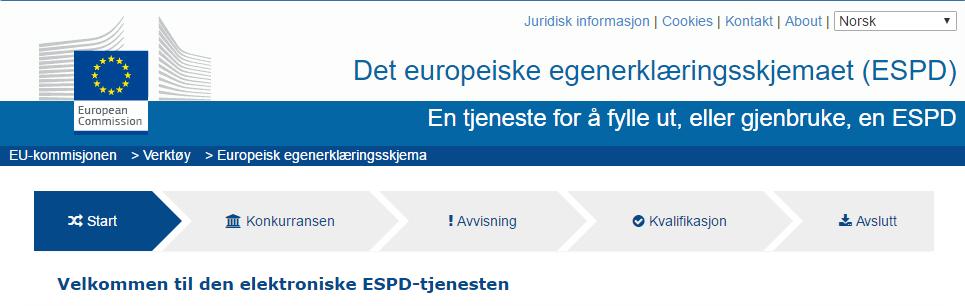 Standardskjemaet for ESPD ESPD består av 6 deler: Del I: Opplysninger om konkurransen og oppdragsgiver Del II: Opplysninger om leverandøren