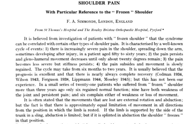 It is usually believed that the prognosis is excellent and that there is nearly always complete recovery (Codman 1934); but this has not been our experience.