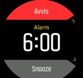 Når alarmen utløses kan du avvise den for å stoppe alarmen eller du kan velge slumrealternativet. Slumre-forsinkelsen er på 10 minutter og kan repeteres inntil 10 ganger.