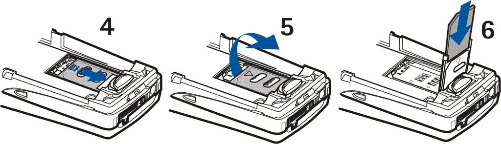 Sett SIM-kortet inn i SIM-kortholderen (6) slik at det