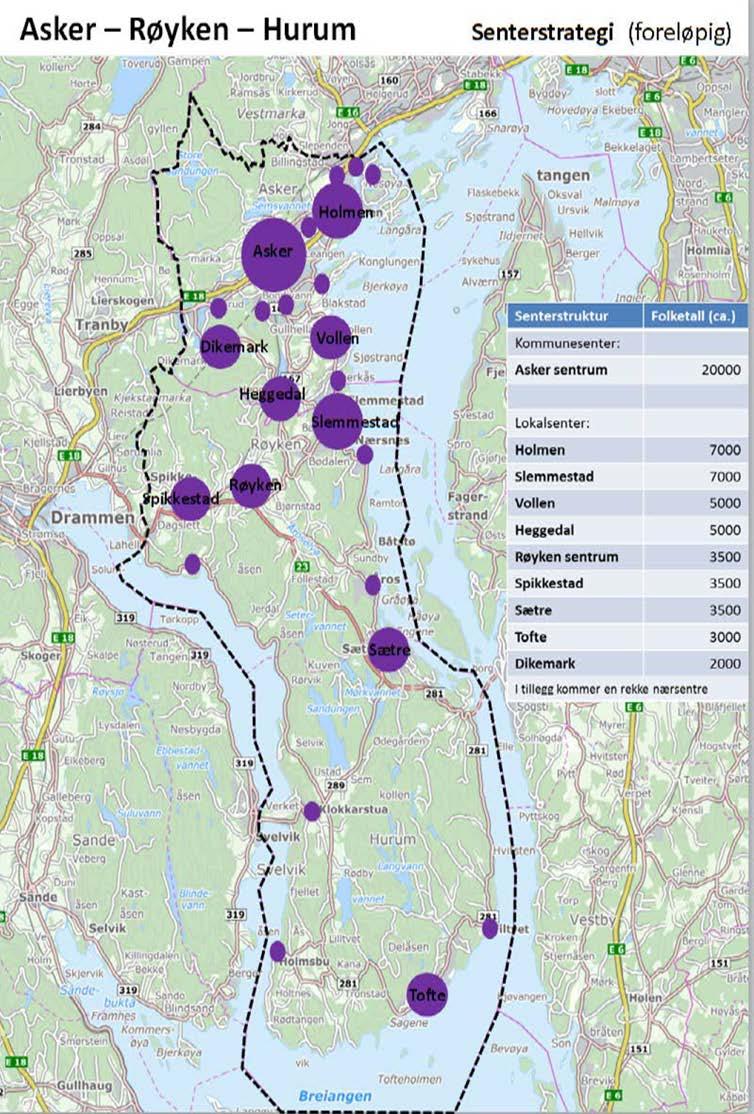 Nye Asker Intensjonsavtalen Intensjonsavtalen, samferdselsstrategi: Veksten baseres på en samordnet, bærekraftig areal- og transportplanlegging, basert på kollektivtilbud,