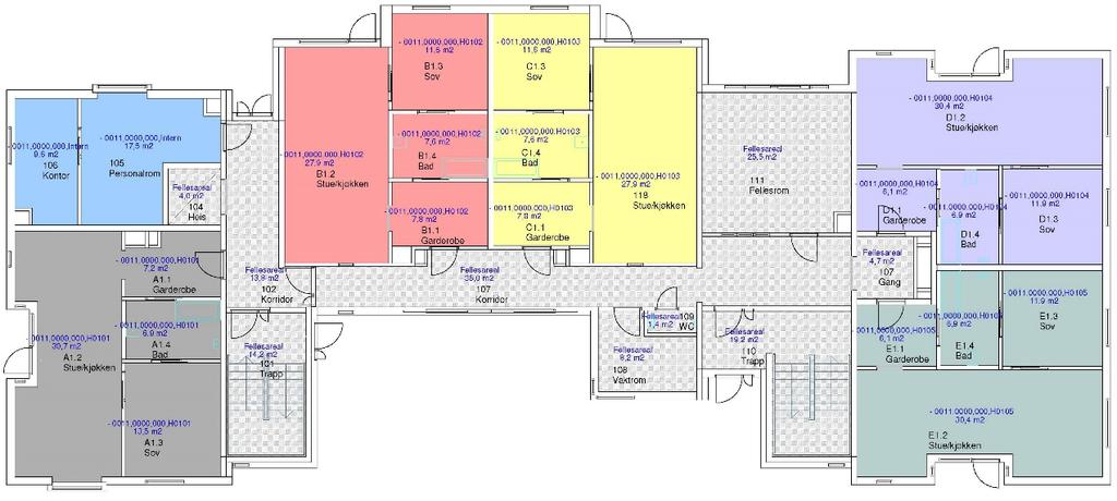 Havsteinekra HVS er tredelt; I 1.etasje på selve senteret ligger en demensavdeling med 24 sykehjemsplasser. I 2.