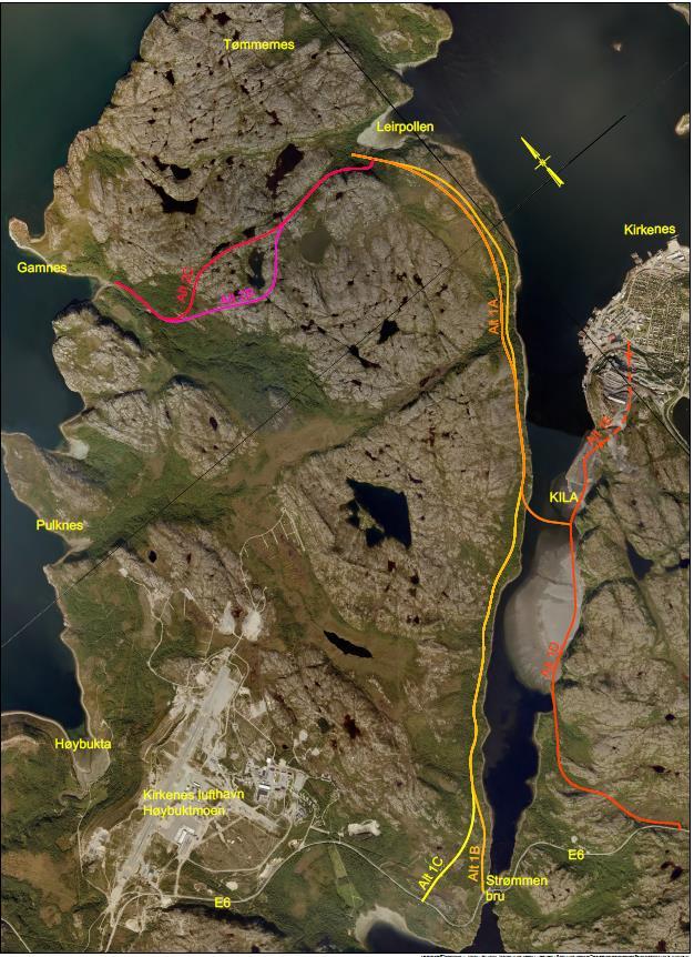 havne - og næringsområde vist på Flyfoto over utredede