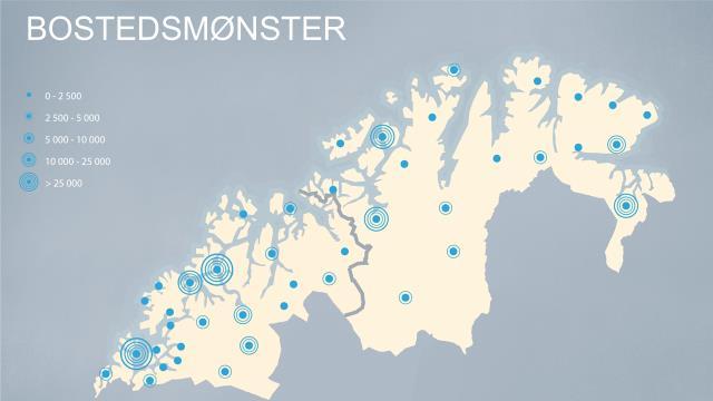 3. Bostedsmønster, samfunnsutvikling og befolkningsutvikling 3.1. Bostedsmønster Våre fylker er til tross for sine likheter også preget av store forskjeller.