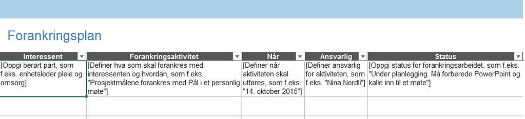 aktørene bør holdes involvert og godt informert før dere