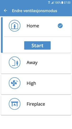 4.7.1. Home Brukes når bygningen er i normal bruk. 4.8. Endre vannmodus 4.7.2. Away Brukes når bygningen ikke er i bruk i en lengre periode. I denne modusen kan du velge forsinket start. Det kan f.