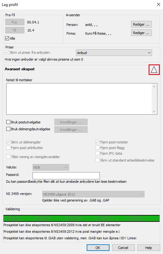 GAP) Etter at priser er lagt inn på anbudsfilen (.gab filen) kan du lage en prisfil (.gap fil) som sendes tilbake til den som sendte anbudsfilen.