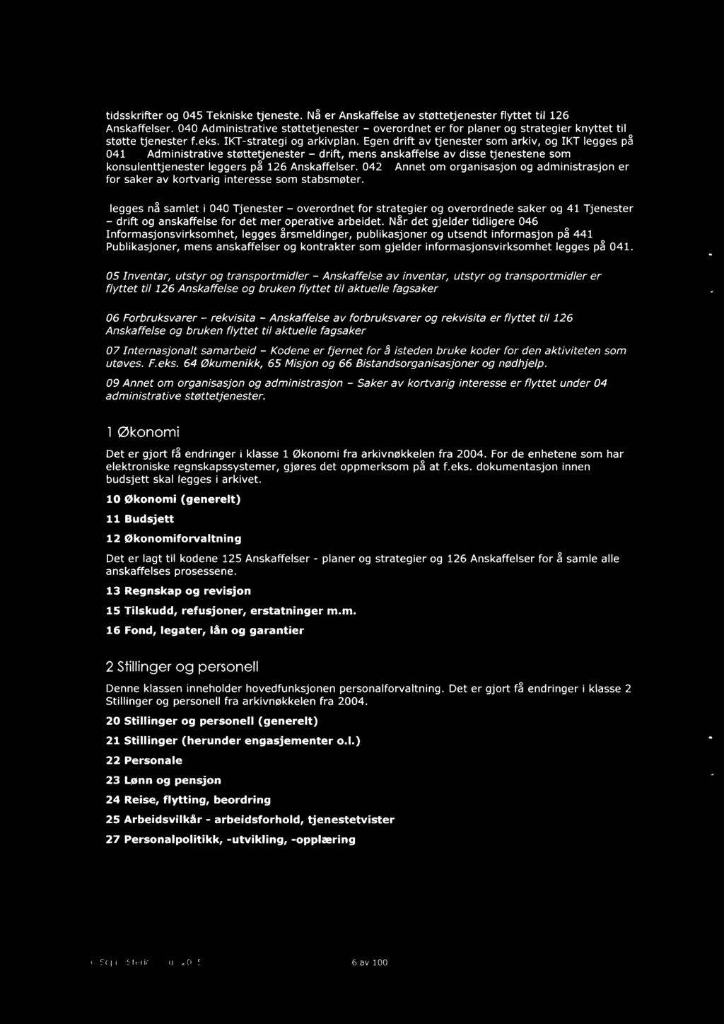 tidsskrifter og 045 Tekniske tjeneste. Nå er Anskaffelse av støttetjenester flyttet til 126 Anskaffelser.