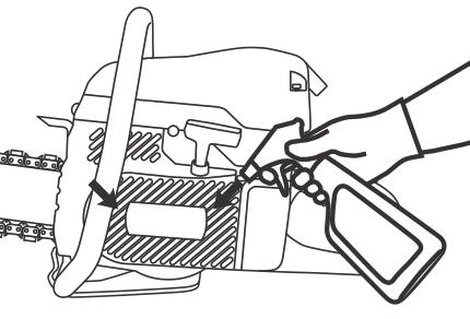 Skötsel 695XL BRUKSANVISNING TÄNDSTIFT Rengör tändstiftet med stålborste och kontrollera att elektrodavståndet är 0,5 mm Kontrollera tändhatten och byt ut vid behov Kontrollera om tändkabeln är
