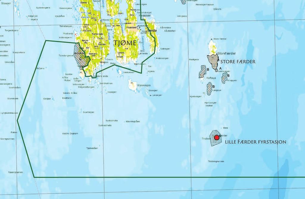 Den søndre halvdel (det fredete området) av øya Store Færder er del av sone A i Færder nasjonalpark.