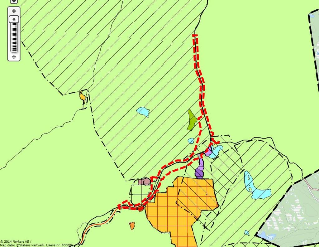 Kommuneplanens arealdel: Området er vist i arealdelen i gjeldende kommuneplan, vedtatt 26.5.2011, se utsnittet under.