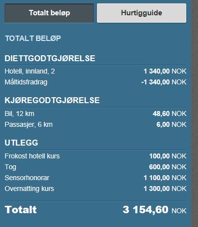 3 Tips om utfylling av reiseregningen Hurtigguiden som ligger ute til høyre er et fint hjelpemiddel til registreringen.