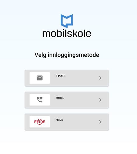 Pålogging Du har 3 alternativer til pålogging i ny versjon, og du skal bruke en av disse: 1. E-post: Skriv inn e-postadressen din og bruk koden du får på e-post for å logge på.