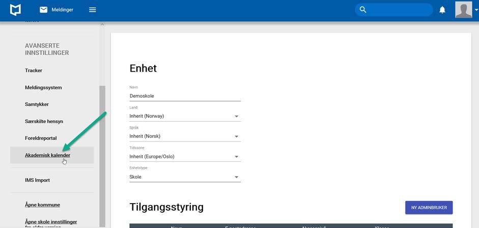 Akademisk kalender I enhetens akademiske kalender kan man legge inn ferier, planleggingsdager, helligdager etc. Hver enkelt administrator MÅ sjekke og registrere deres enhets akademiske kalender.