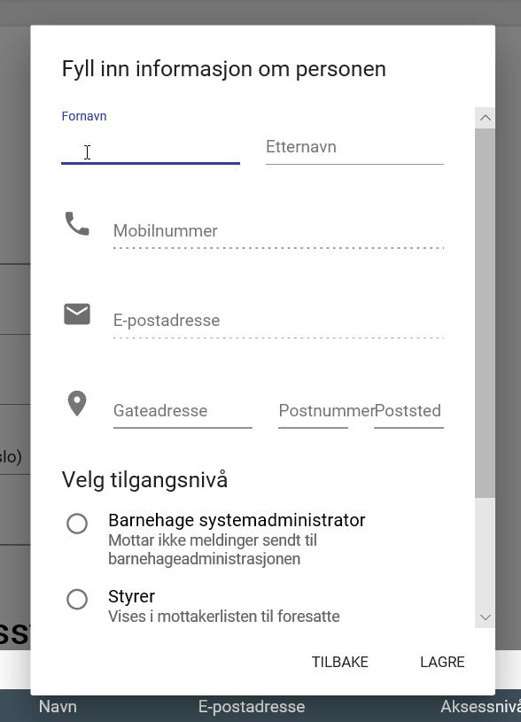 Fyll inn den nye brukerens informasjon. Om du ikke har en verdi for feltene, klikk på Neste uten å fylle dem ut.