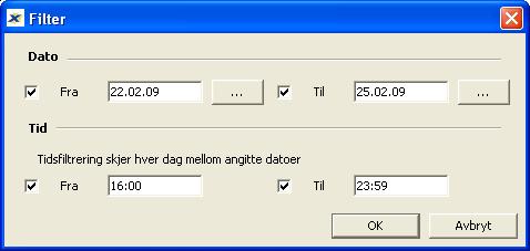 Siste trinn i veiviser er å velge periode for loggen. Klikk på OK når du vil lagre innstillingene og se resultatet av filteret.