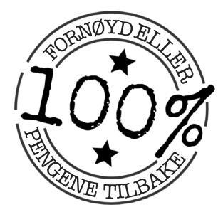 100 % FORNØYD ELLER PENGENE TILBAKE Alle Salgstingets tjenester har 100%