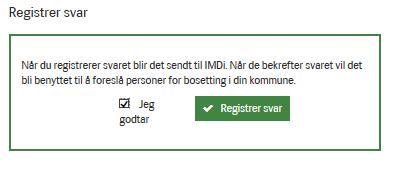 For å sende svaret til IMDi, må du godkjenne og