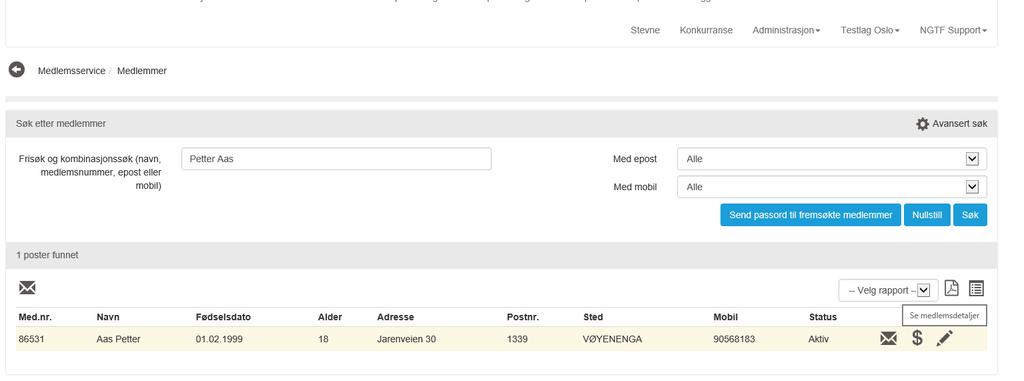 16. Trenerlisenser: Trener må være registrert som medlem i Mysoft før man kan registrere lisensen. Legge til trenerlisens for neste sesong: INGEN TRENERLISENSER FLYTTES AUTOMATISK OVER TIL NY SESONG!