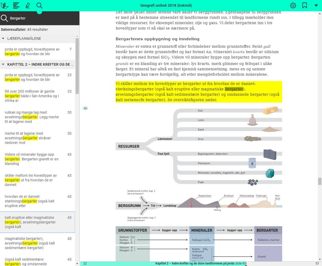 Gjør søk i boka 1. Søk på begreper, ord, navn og temaer i boka. 2. Klikk på symbolet for søk og skriv inn søkeordet i det svarte feltet. 3. Treffene markeres med gult. 4.