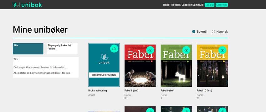 a) For å lese Unibok uten tilgang til internett, åpner du boka i nettleseren selv om du er uten nettilgang.