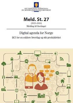 Viktige nasjonale føringer Digital agenda for Norge IKT for en enklere hverdag og økt produktivitet (Meld. St. 27) Digitaliseringsrundskrivet Kommunal- og moderniseringsdepartementet 08.09.