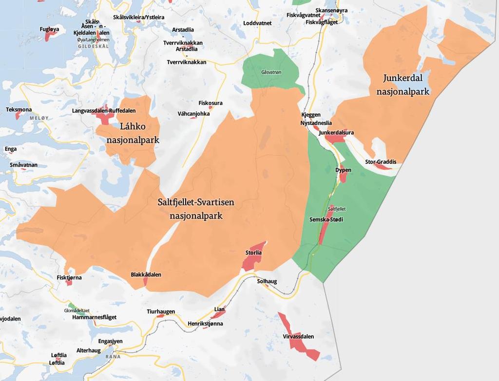 7 Figur 7 Saltfjellet-Svartisen nasjonalpark Svartisen er et kartlagt friluftsområde av svært