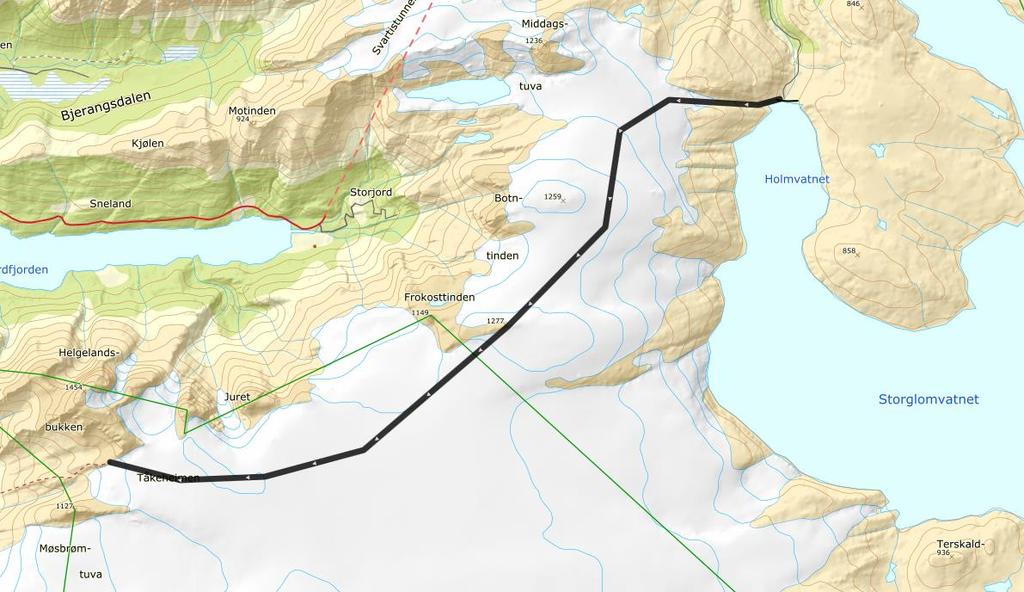 11 Startpunkt Rasteplass Rasteplass Endepunkt Figur 12 Tåkeheimen på ski over Svartisen 4.4.1.2 Verdivurdering Et friluftsområde av stor verdi beskrives i Statens vegvesens håndbok V712, som et