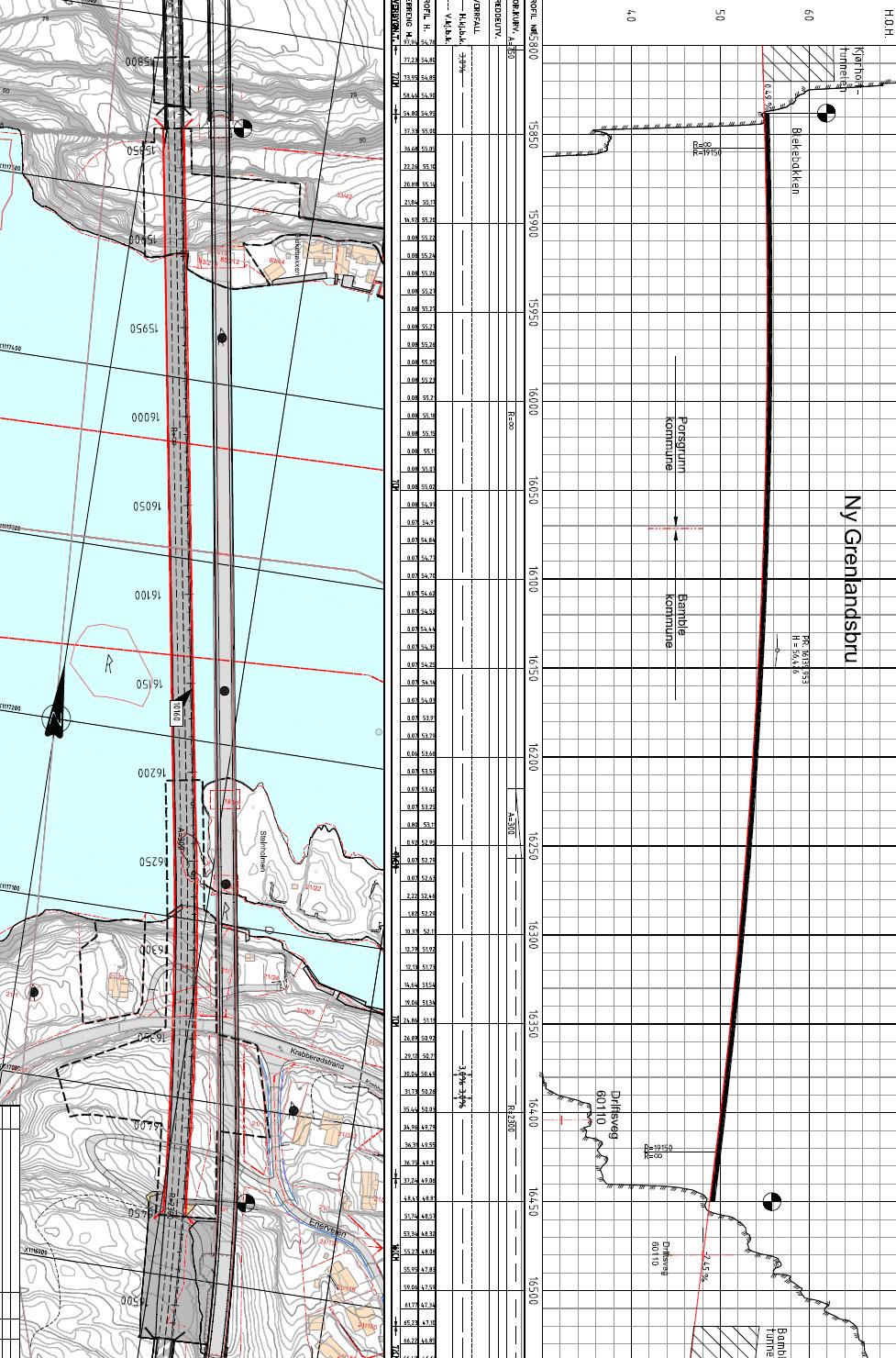 Figur 5-3 Ny Grenlandsbru, plan og profil