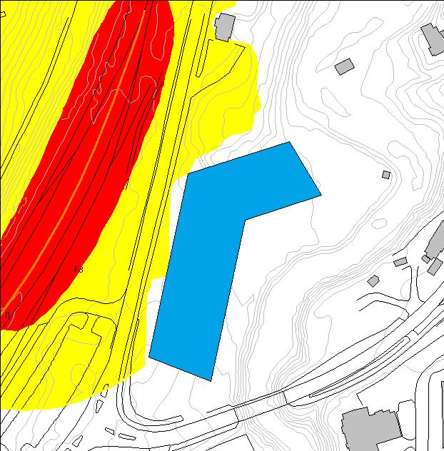 For lydnivået på bakkeplan er det beregnet støysoner i 1,5 m s høyde over terreng.