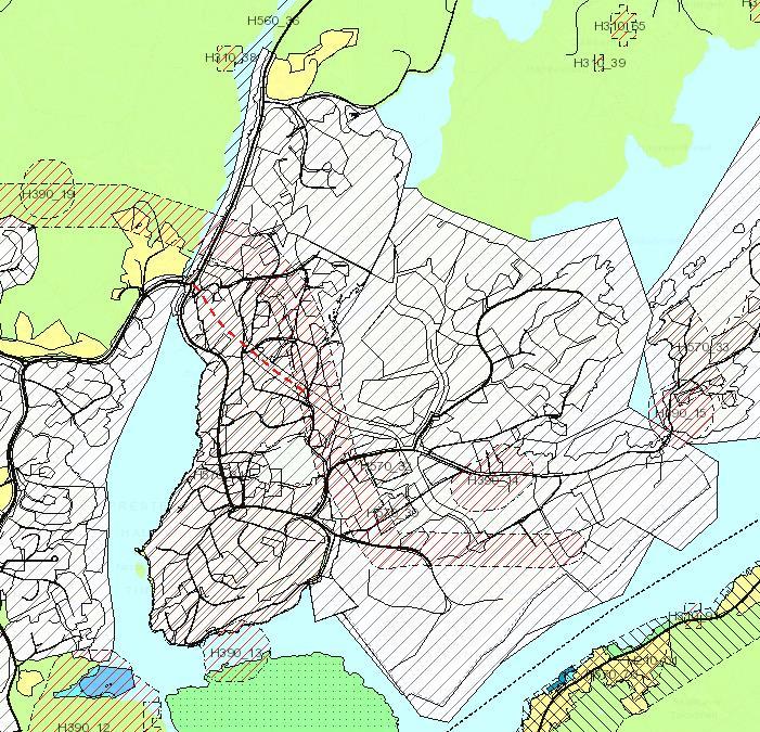 Kommuneplan 2013 2023 I kommuneplanens arealdel er Eydehavn markert hvit og skråskravur, som betyr at