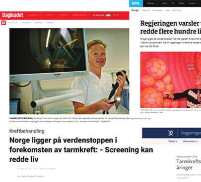 24 Årsrapport 2017 Tarmscreening- nytt nasjonalt program fra 2019 Tarmscreening I 2017 anbefalte Helsedirektoratet innføring av et nasjonalt screeningprogram mot tarmkreft i Norge.