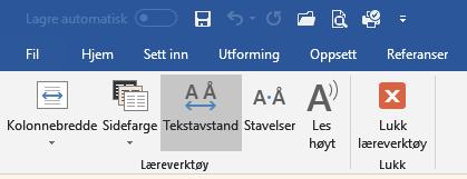 Læringsverktøy/ Engasjerende leser på Norsk Læringsverktøy er funksjoner for å forbedre leseferdighetene MS Office har i Båndet fanen/ kategori: Visning Flere funksjoner på andre