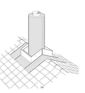 Silicone 23 Mønemontering Overbeslaget for mønemontering leveres i to deler. Hver del rettes inn slik at stussen på overbeslaget kommer maks. 225 mm fra mønet.