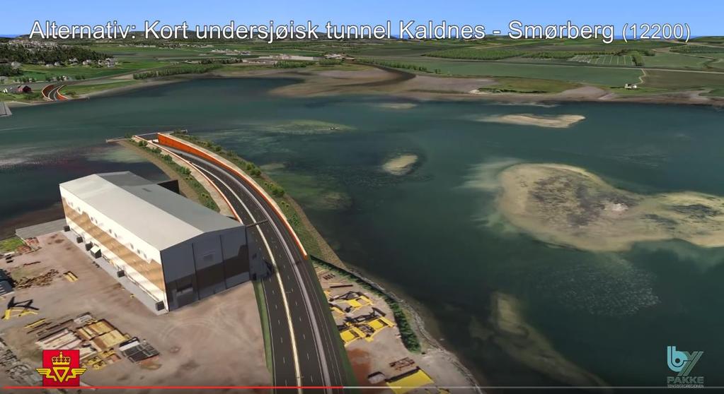 Alternativ 12200 Som alternativ 12000, men med senketunnel under Vestfjorden. Spuntvegger ca. 250 m ut fra land på Kaldnes før vegen går ned i tunnelen.