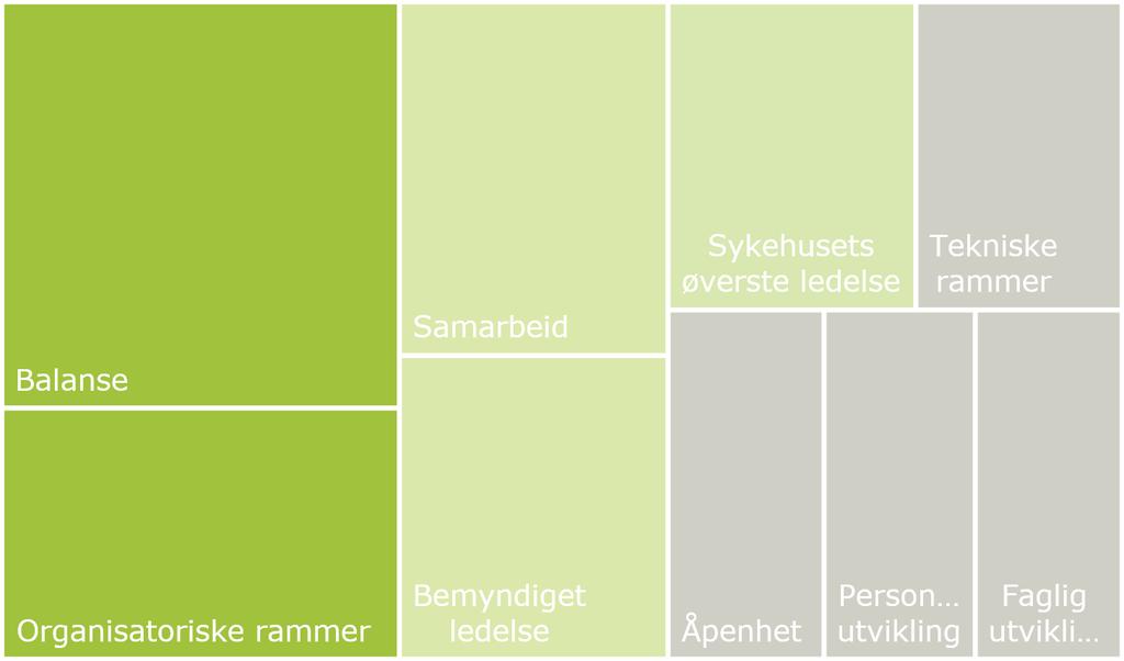 PASIENTORIENTERING HENGER STERKT SAMMEN MED GUNSTIG ARBEIDSBELASTNING Faktoren «opplevd pasientorientering» kartlegger hvorvidt sykehuslegene opplever at det gis et helsetilbud tilpasset pasientens