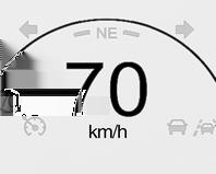 72 Instrumenter og betjeningselementer Speedometer Viser bilens hastighet. Kilometerteller Den totale registrerte kjørelengden vises i km. Batterimåler Denne viser høyspenningsbatteriets ladestatus.