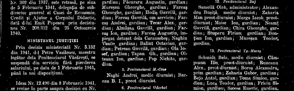 gardian. 2. Institutul Cluj-Minore Victoria Pop, invatkoare ; Niculae Ion, preot diurnist; CatanA Elena, maestrd ; Gabor Eeaterina, gardian, Muttteanu Rozalia, gardian. 3.