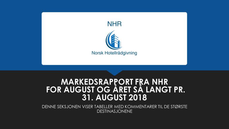 Kjære kontakt. NHR s markedsrapport for august og året så langt er ferdig og resultatene presenteres i det etterfølgende. Det er mitt håp at du får nytte av den informasjonen som gis i rapporten.