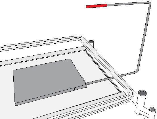 Løsne knappen for å ha holderen i helt åpen posisjon (3). Sett røntgenkassetten (4) på holderen med bunnkanten mot kanten ved fotenden av holderen.